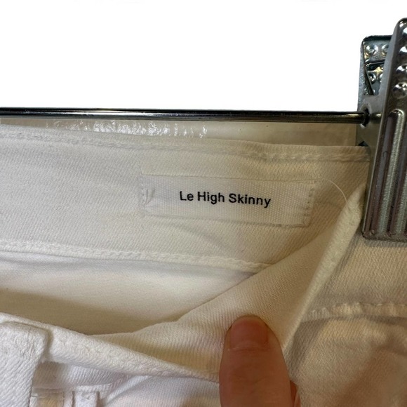 Frame Jeans Womens Le High Skinny Stretch Distressed USA Made White 27 - Picture 10 of 13